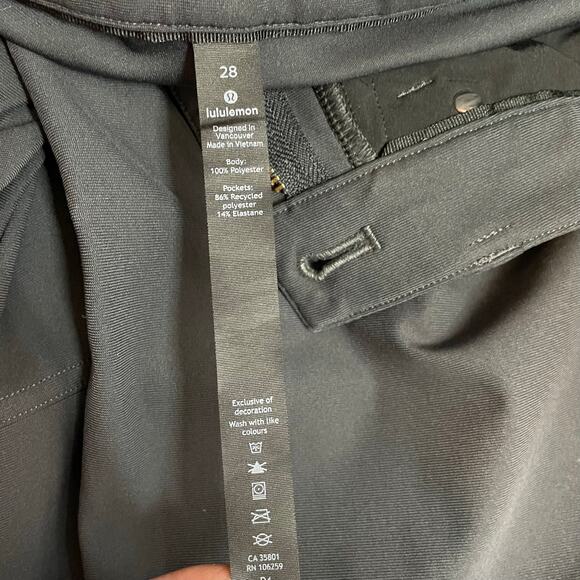 Lululemon ABC Pant Slim Warpstreme Obsidian Gray Stretch 5 Pocket Pants mens 28 - Picture 16 of 17